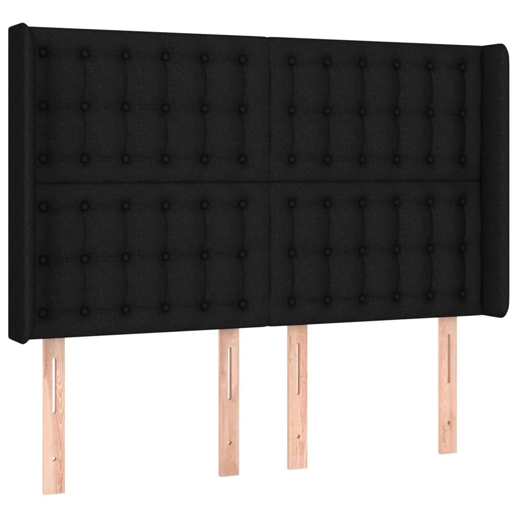 Sommier à lattes de lit matelas et LED Noir 140x190 cm Tissu - XIOS