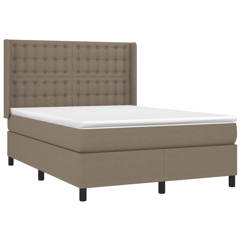 Sommier à lattes de lit matelas et LED Taupe 140x190 cm Tissu - XIOS