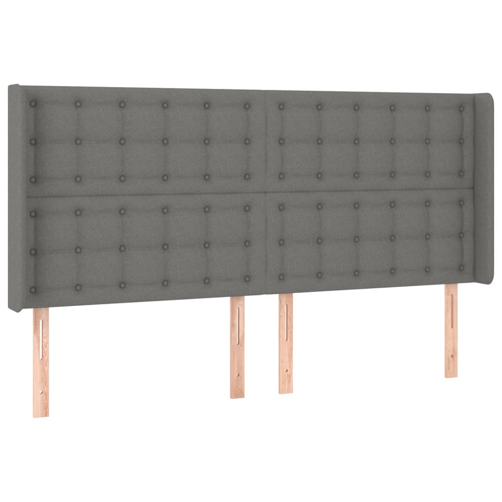 Sommier à lattes de lit matelas LED Gris foncé 160x200 cm Tissu - XIOS