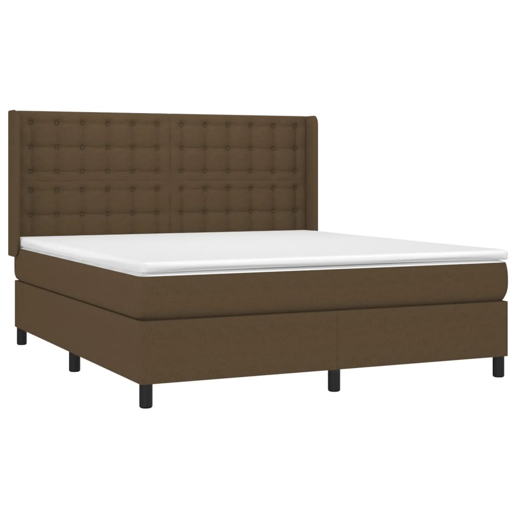 Sommier à lattes de lit matelas et LED Marron foncé 160x200 cm - XIOS