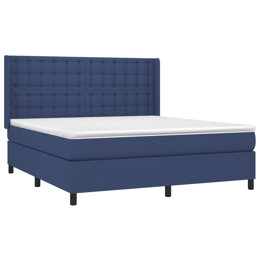Sommier à lattes de lit matelas et LED Bleu 160x200 cm Tissu - XIOS