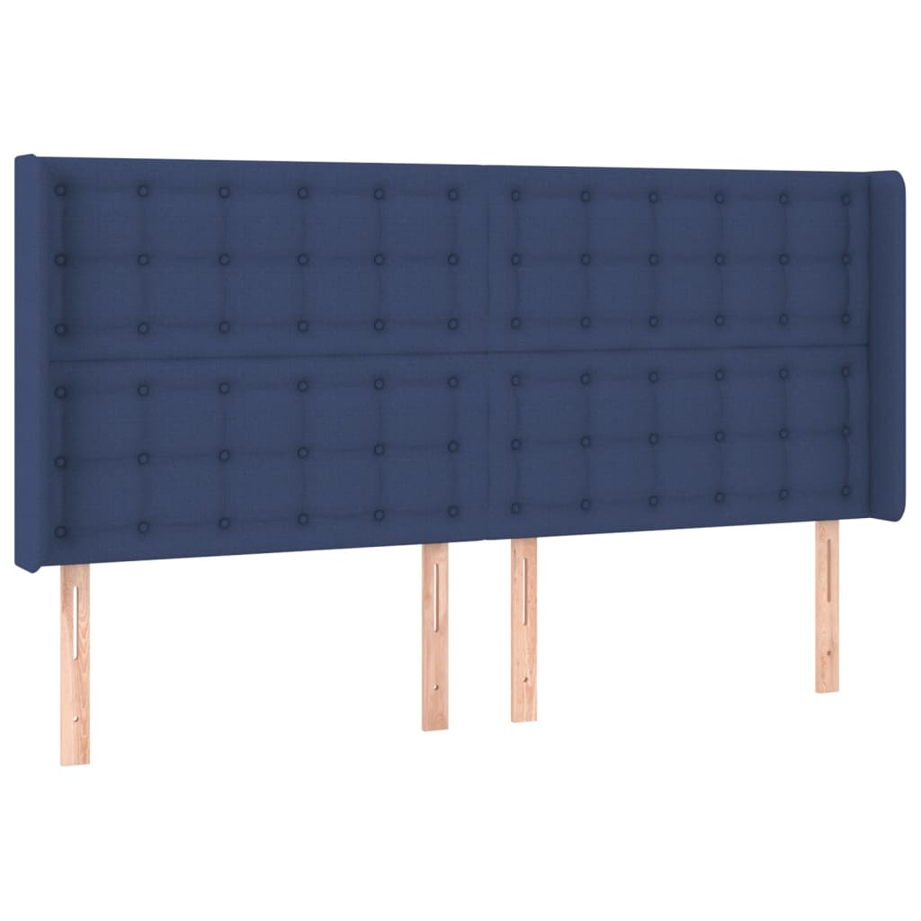 Sommier à lattes de lit matelas et LED Bleu 160x200 cm Tissu - XIOS
