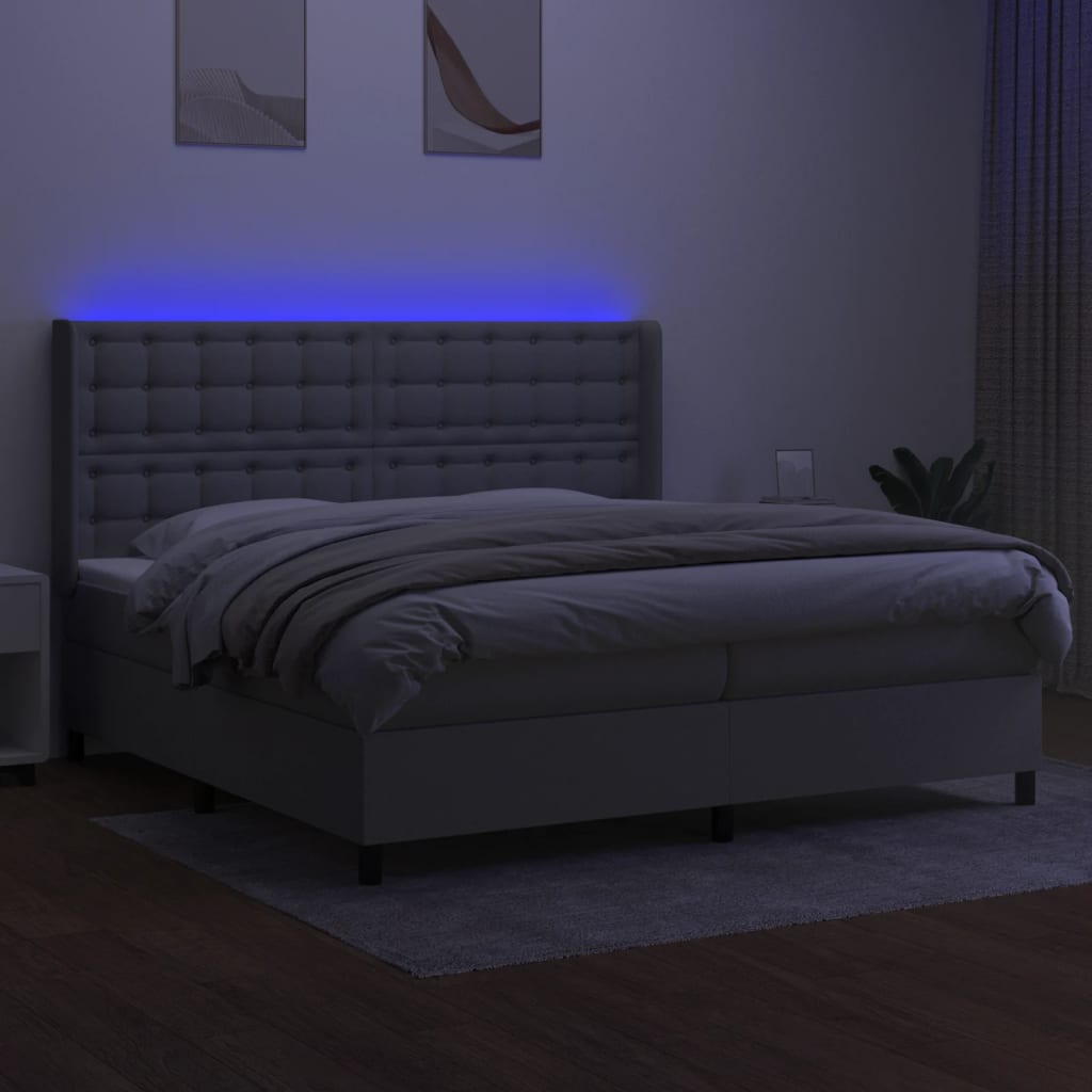 Sommier à lattes de lit matelas LED Gris clair 200x200 cm Tissu - XIOS