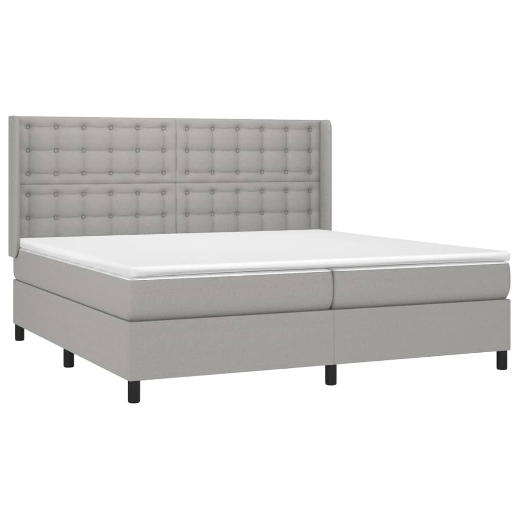 Sommier à lattes de lit matelas LED Gris clair 200x200 cm Tissu - XIOS