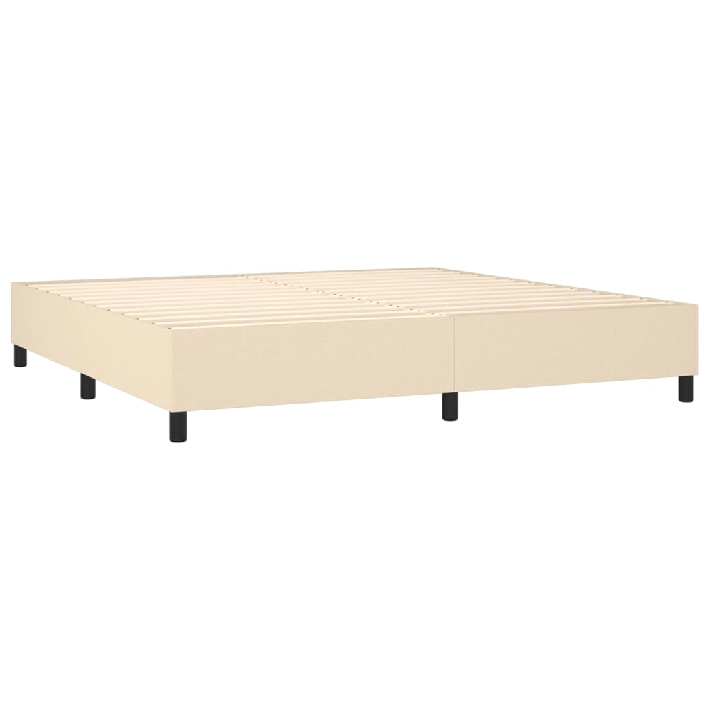 Sommier à lattes de lit matelas et LED Crème 200x200 cm Tissu - XIOS