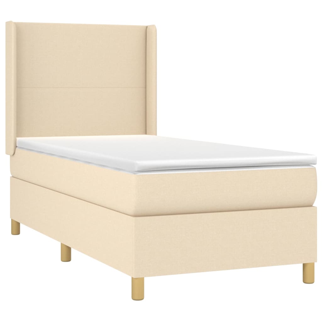 Sommier à lattes de lit matelas et LED Crème 90x200 cm Tissu - XIOS