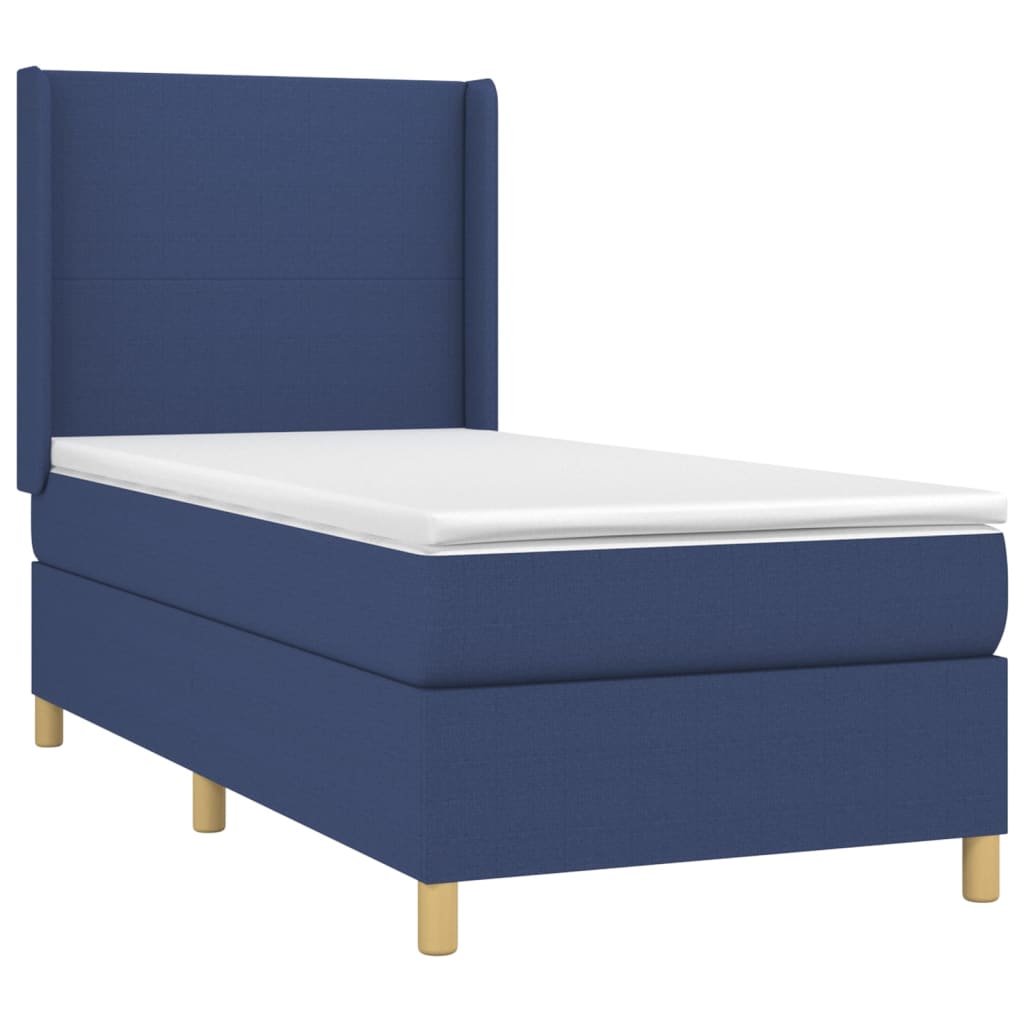 Sommier à lattes de lit matelas et LED Bleu 90x200 cm Tissu - XIOS