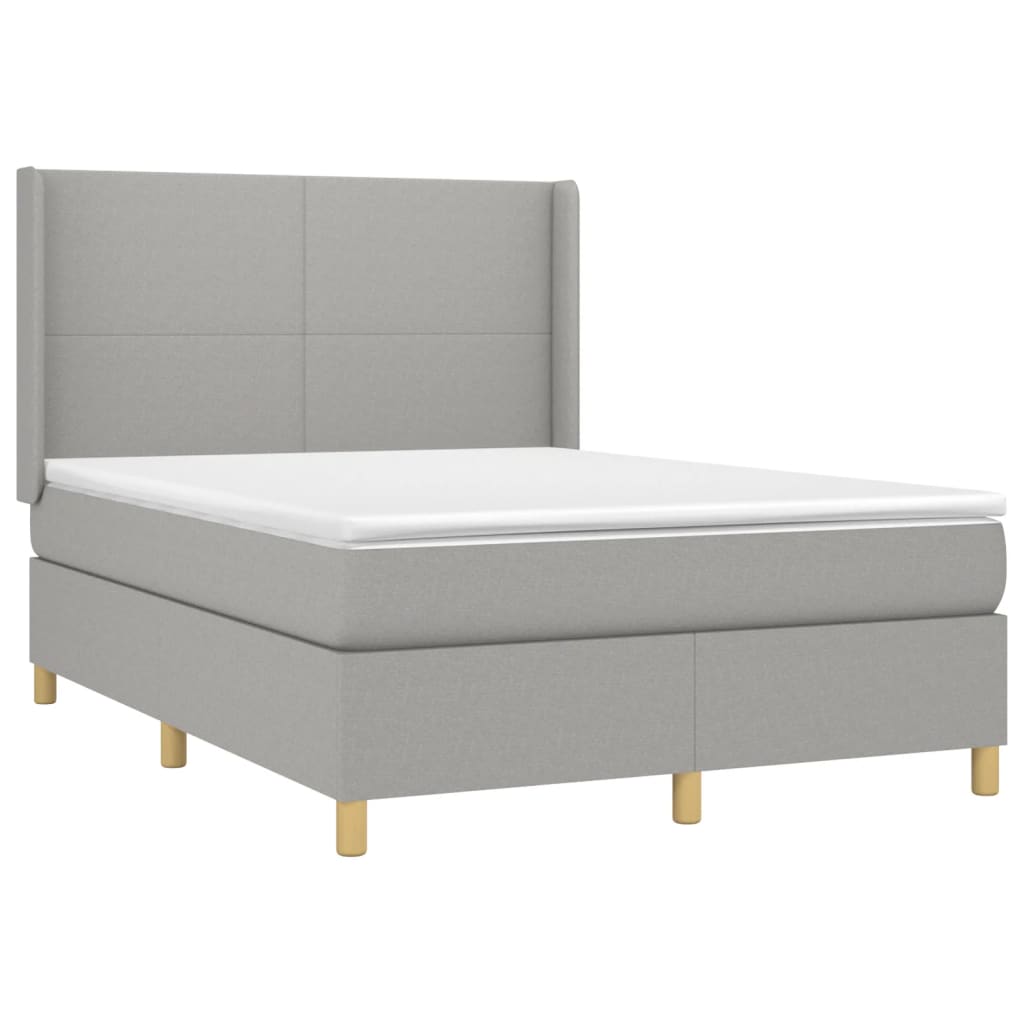 Sommier à lattes de lit matelas LED Gris clair 140x190 cm Tissu - XIOS