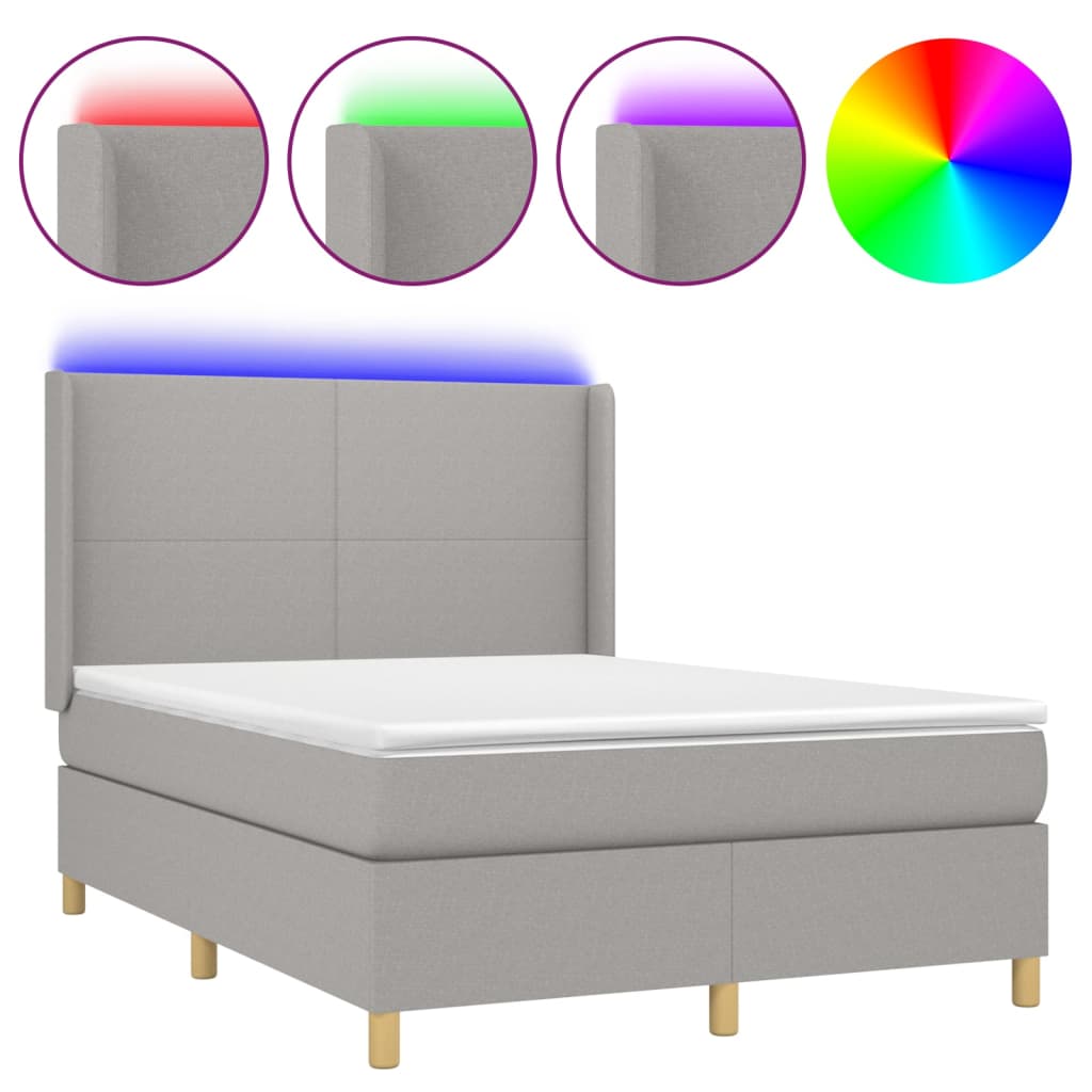 Sommier à lattes de lit matelas LED Gris clair 140x200 cm Tissu - XIOS