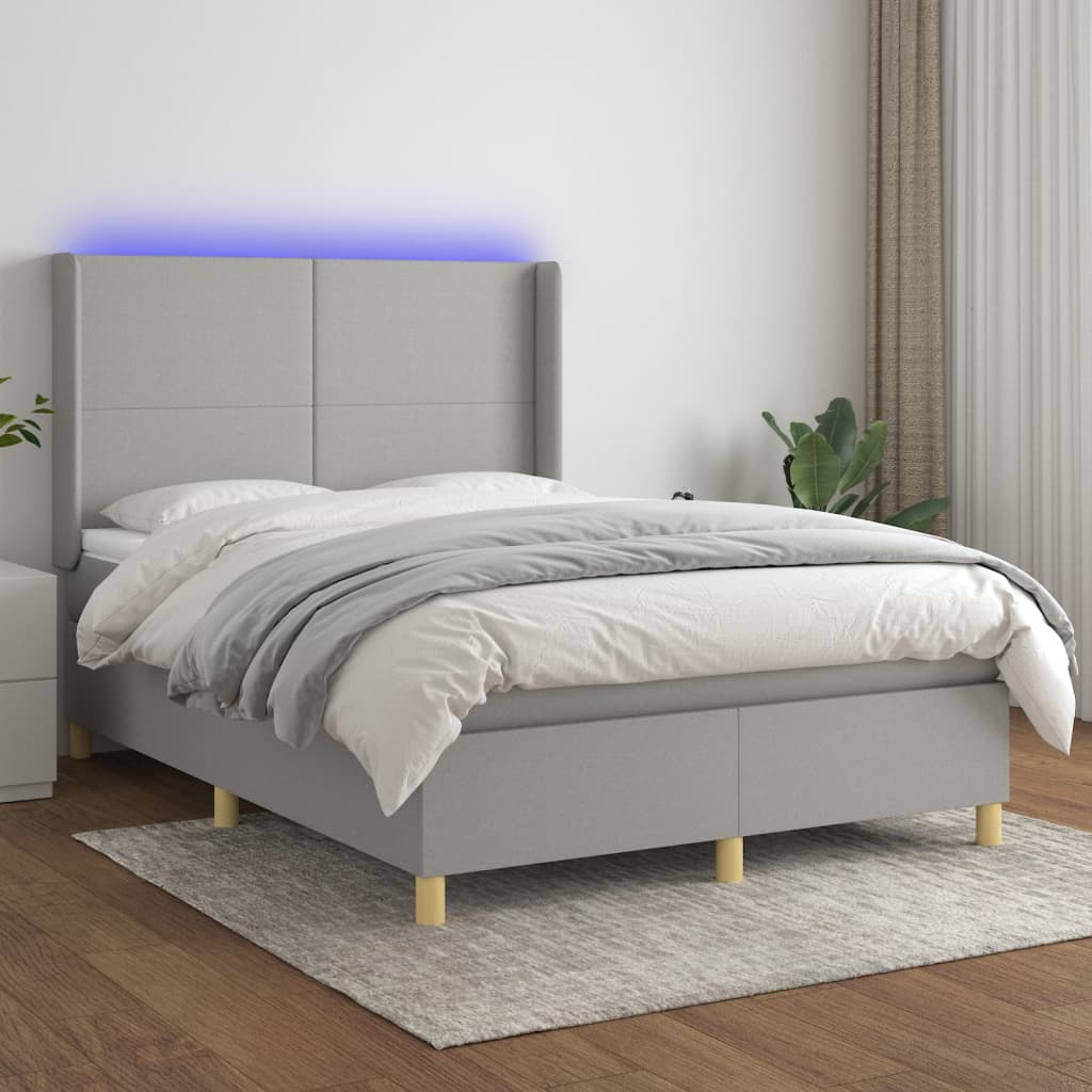 Sommier à lattes de lit matelas LED Gris clair 140x200 cm Tissu - XIOS