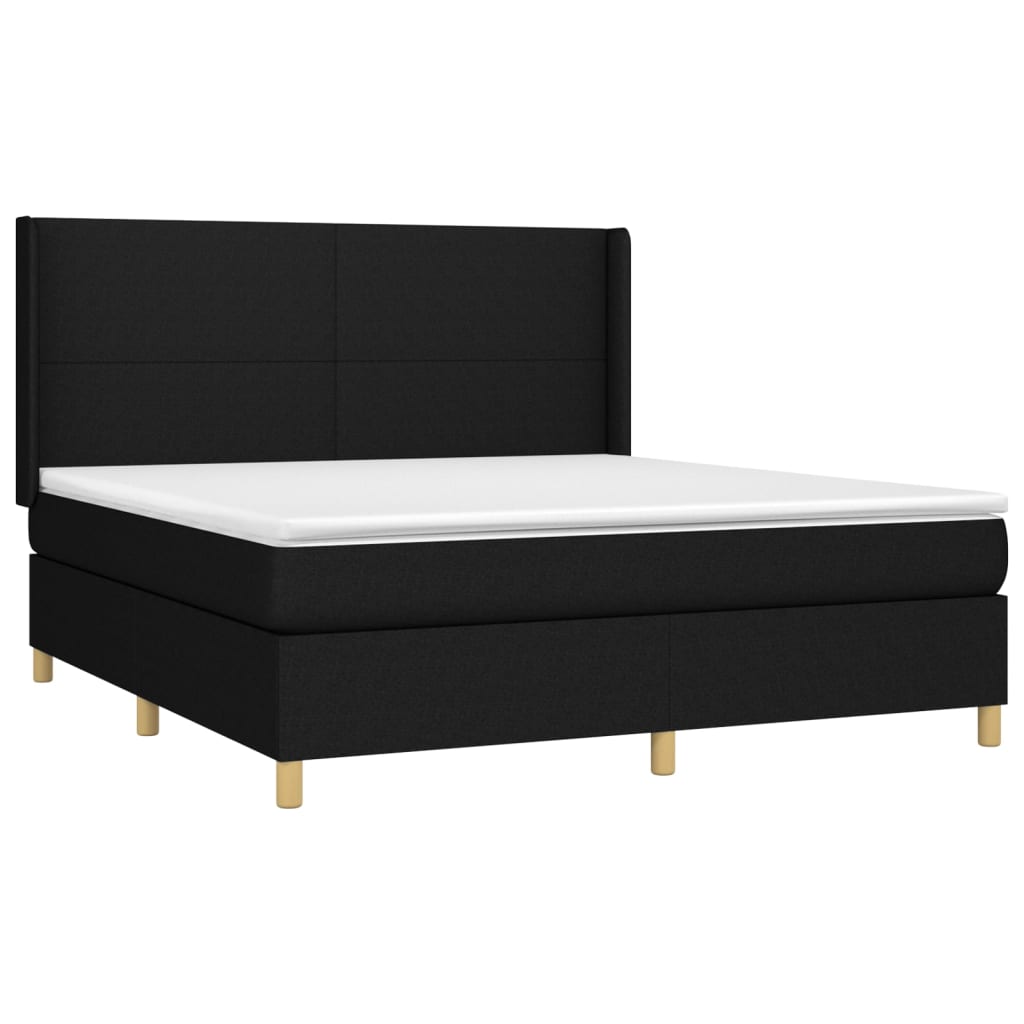 Sommier à lattes de lit matelas et LED Noir 160x200 cm Tissu - XIOS