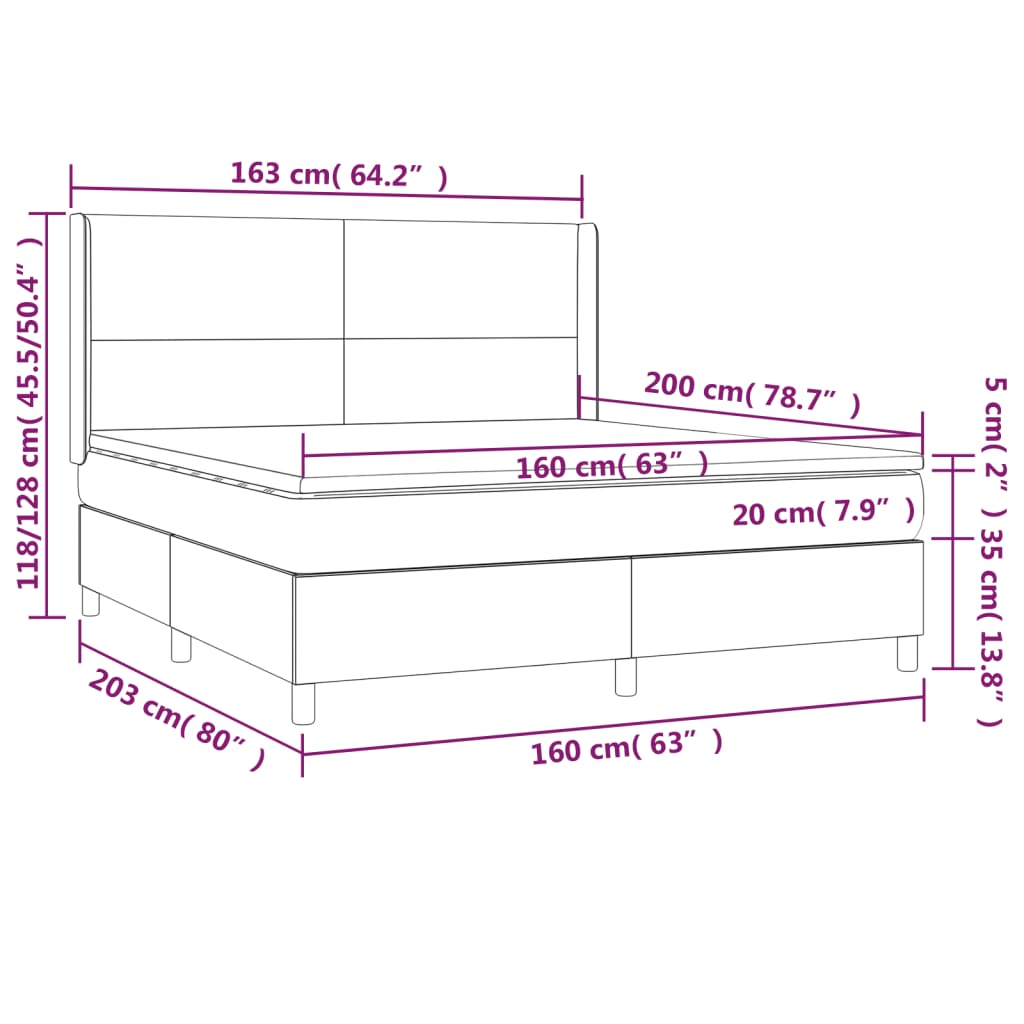 Sommier à lattes de lit matelas et LED Marron foncé 160x200 cm - XIOS