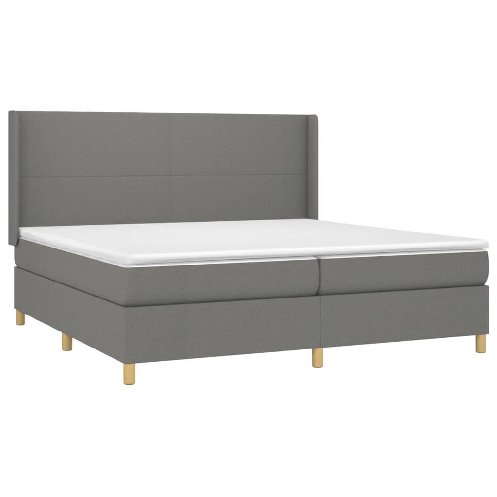 Sommier à lattes de lit matelas LED Gris foncé 200x200 cm Tissu - XIOS