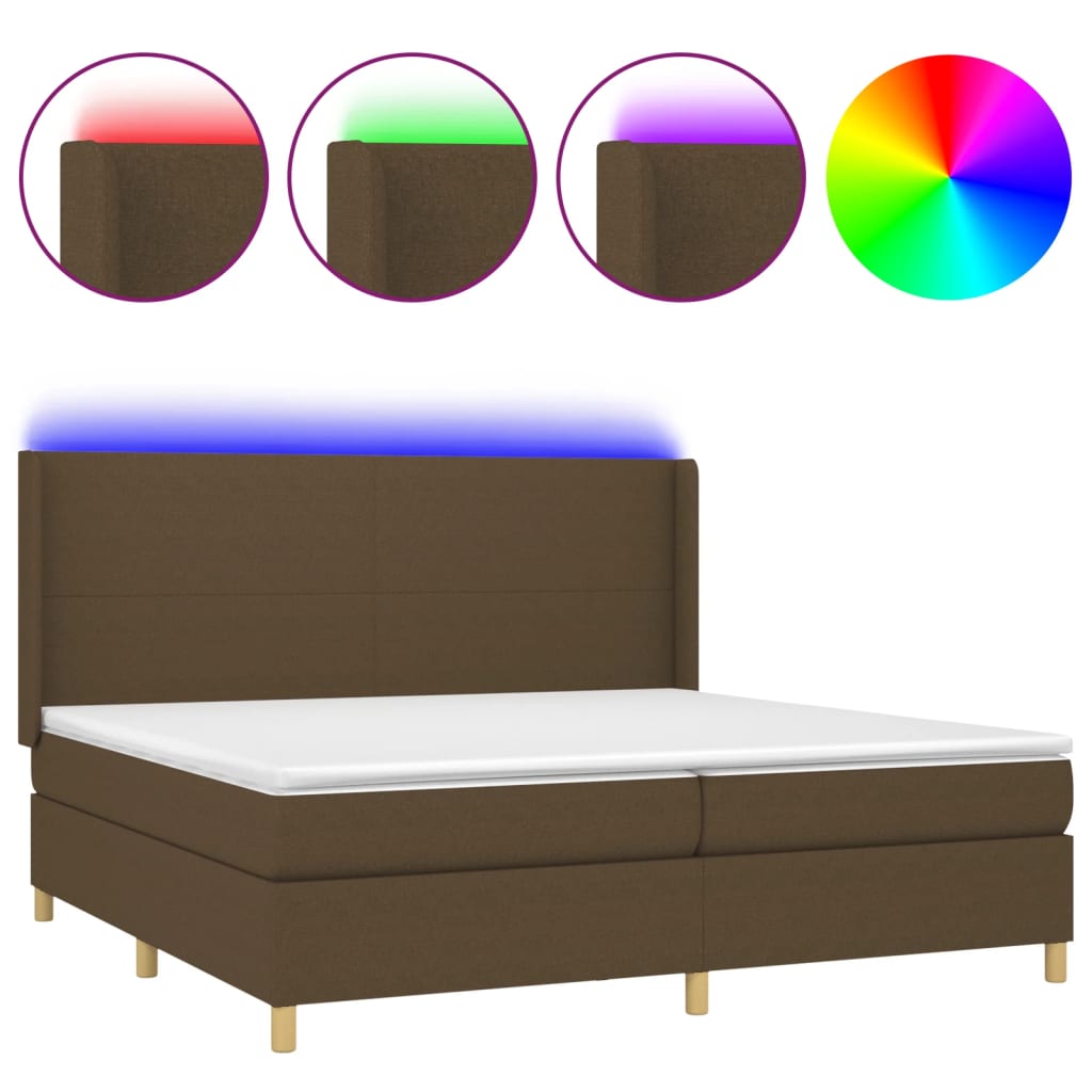 Sommier à lattes de lit matelas et LED Marron foncé 200x200 cm - XIOS