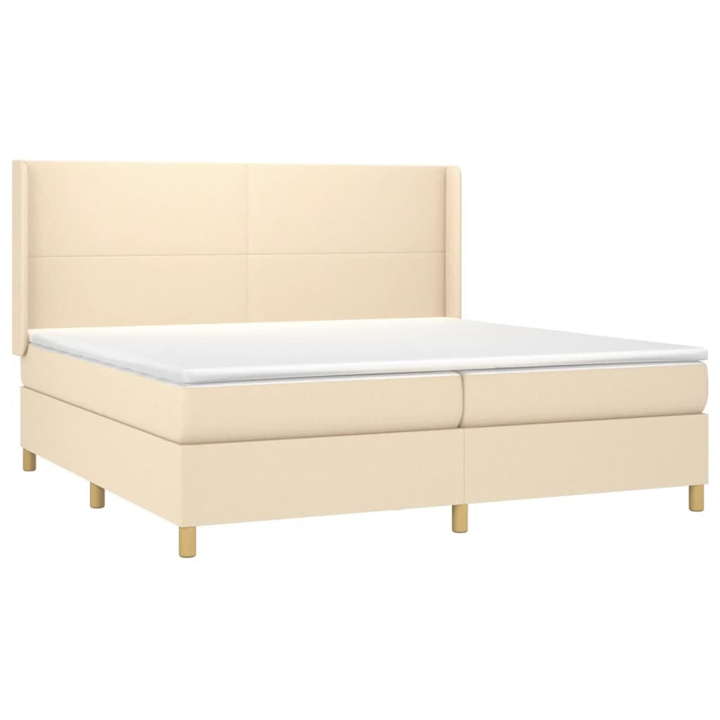 Sommier à lattes de lit matelas et LED Crème 200x200 cm Tissu - XIOS