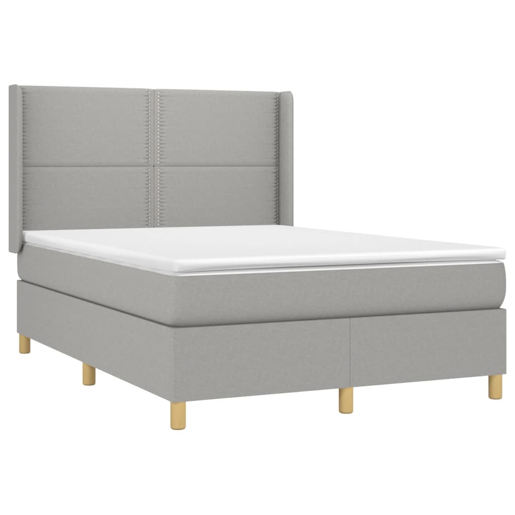 Sommier à lattes de lit matelas LED Gris clair 140x190 cm Tissu - XIOS