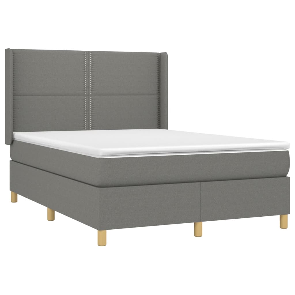 Sommier à lattes de lit matelas LED Gris foncé 140x190 cm Tissu - XIOS
