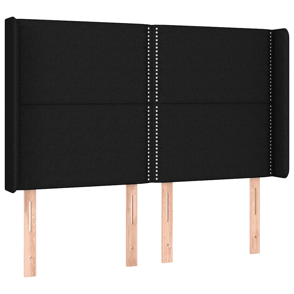 Sommier à lattes de lit matelas et LED Noir 140x190 cm Tissu - XIOS