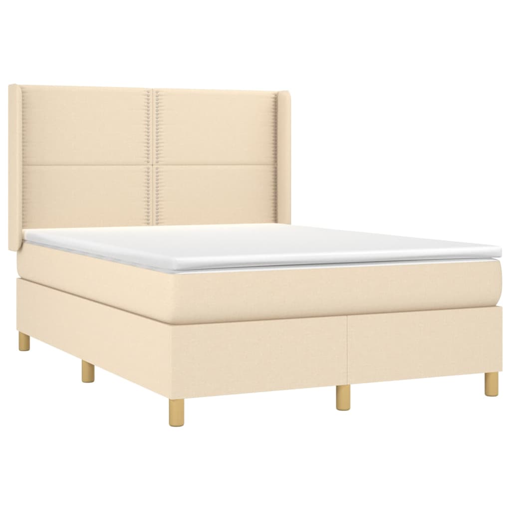 Sommier à lattes de lit matelas et LED Crème 140x190 cm Tissu - XIOS