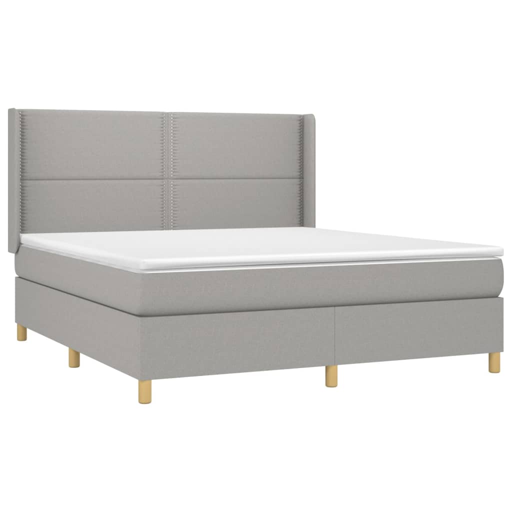 Sommier à lattes de lit matelas LED Gris clair 180x200 cm Tissu - XIOS