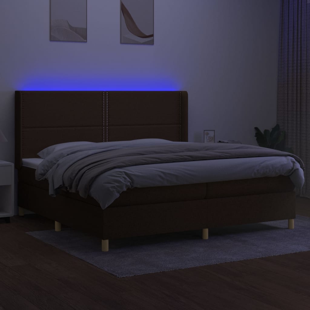 Sommier à lattes de lit matelas et LED Marron foncé 200x200 cm - XIOS