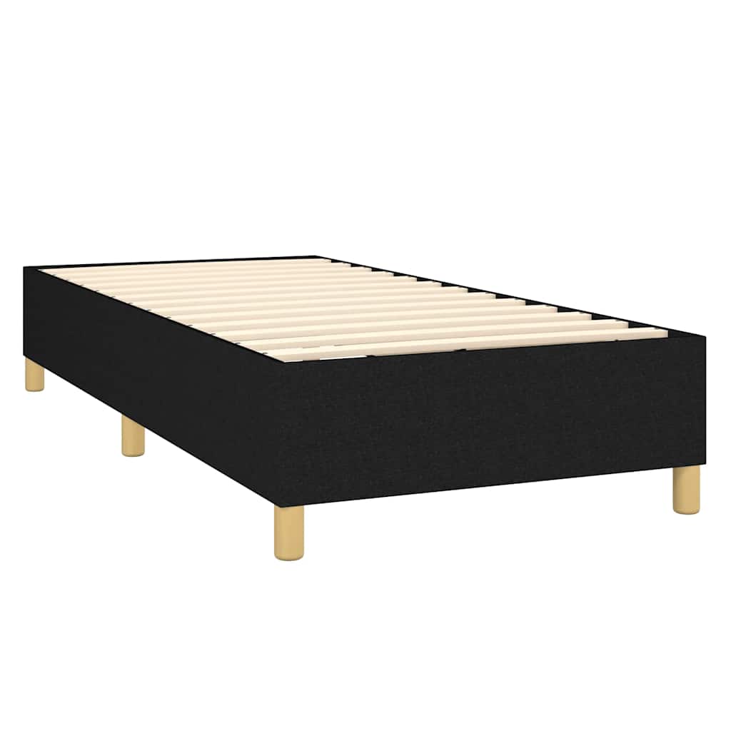 Sommier à lattes de lit matelas et LED Noir 90x190 cm Tissu - XIOS