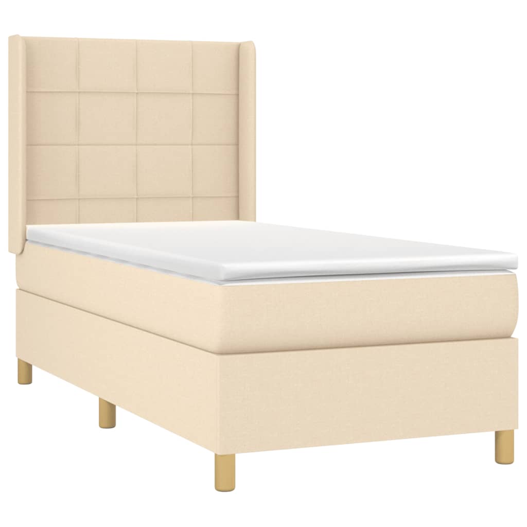 Sommier à lattes de lit matelas et LED Crème 90x190 cm Tissu - XIOS