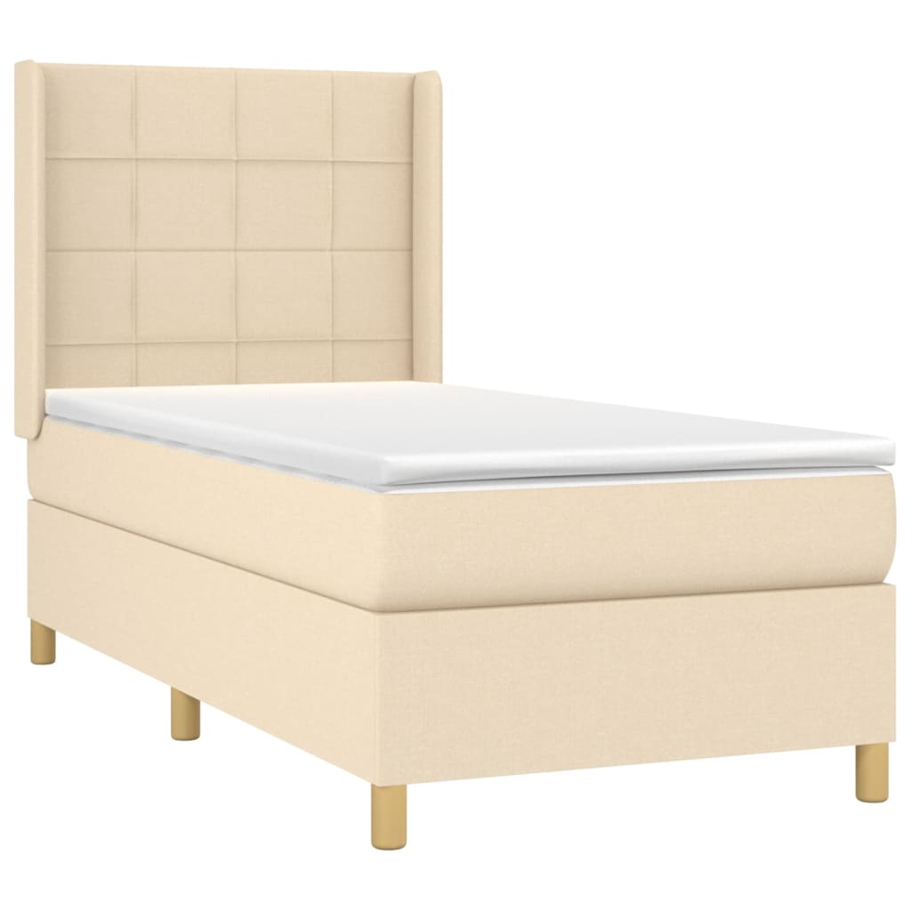 Sommier à lattes de lit matelas et LED Crème 90x200 cm Tissu - XIOS