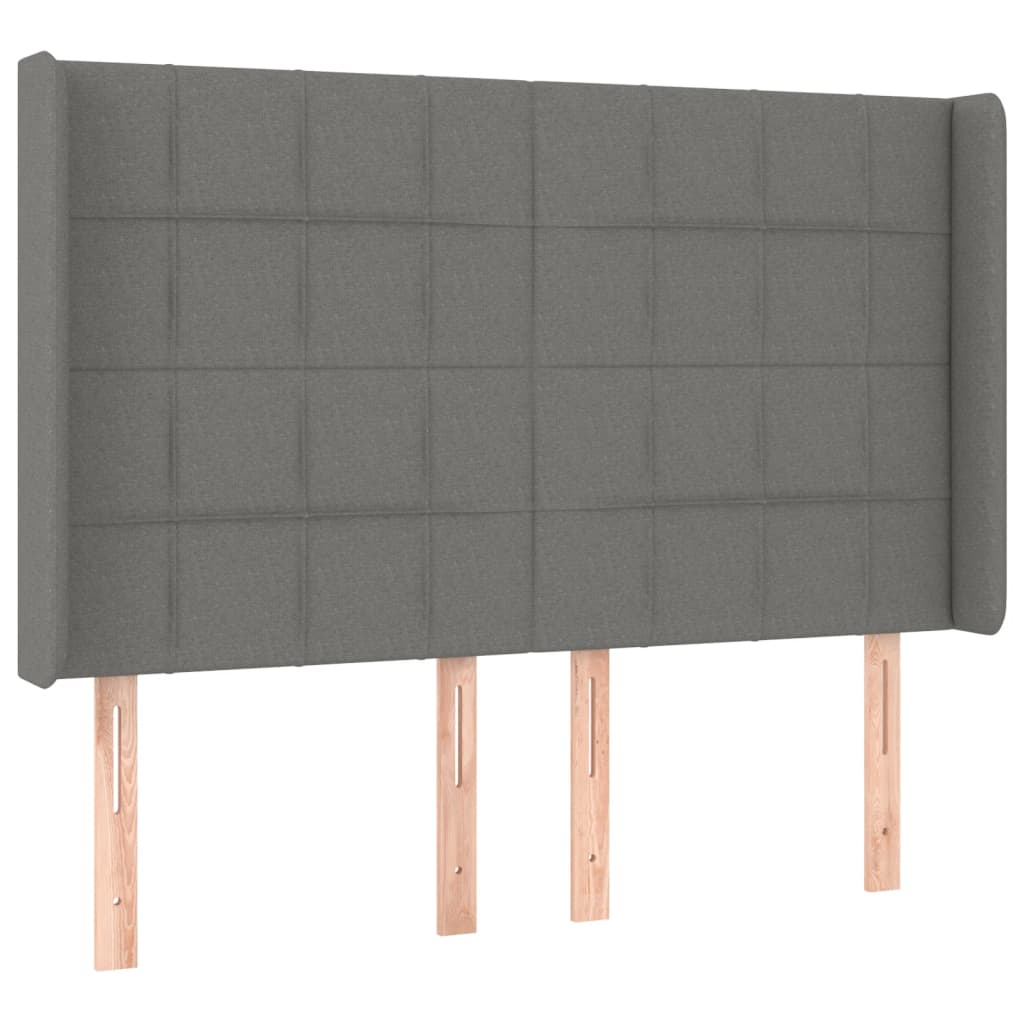 Sommier à lattes de lit matelas LED Gris foncé 140x190 cm Tissu - XIOS