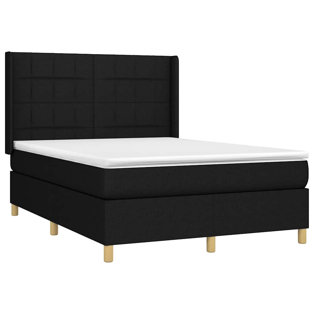 Sommier à lattes de lit matelas et LED Noir 140x190 cm Tissu - XIOS