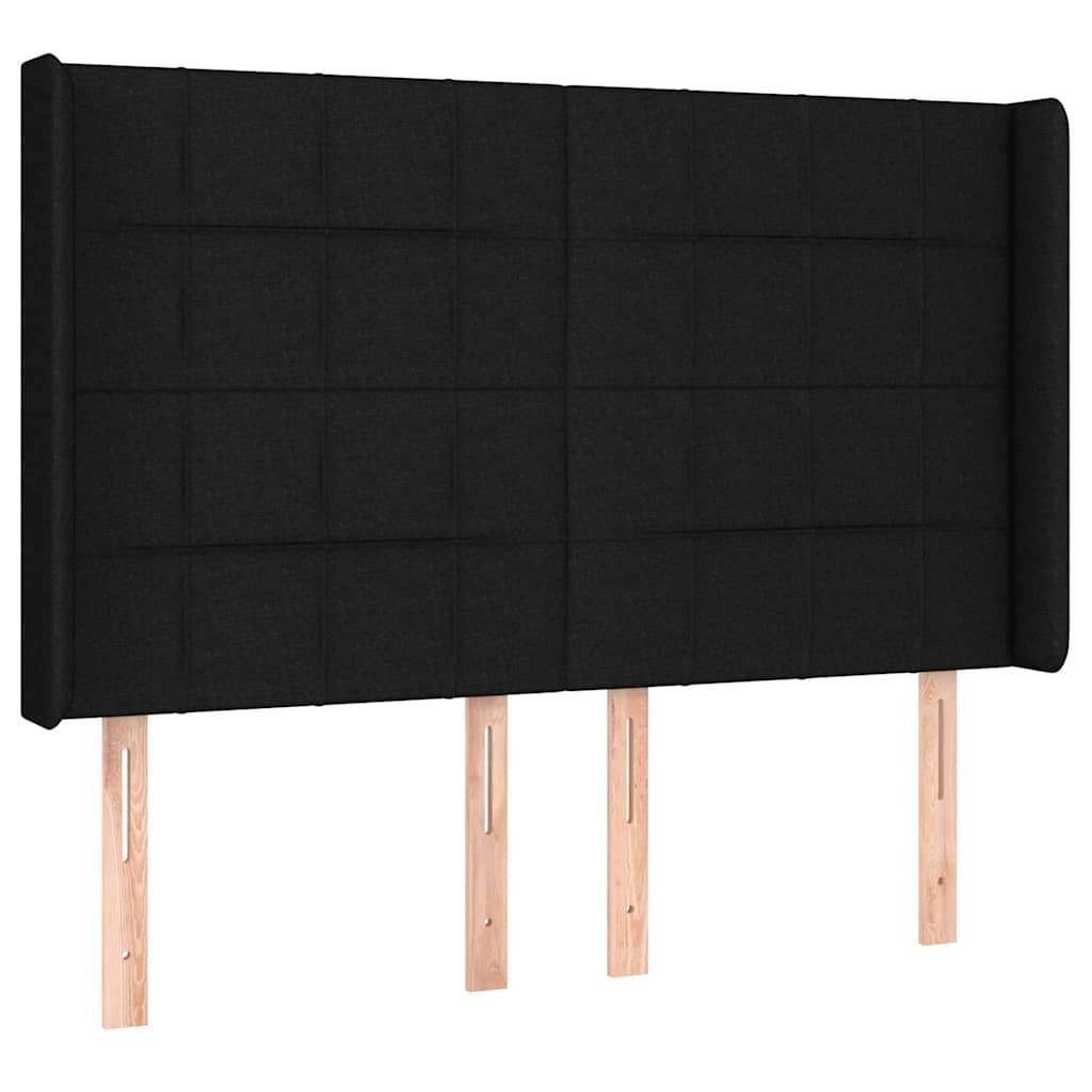 Sommier à lattes de lit matelas et LED Noir 140x190 cm Tissu - XIOS