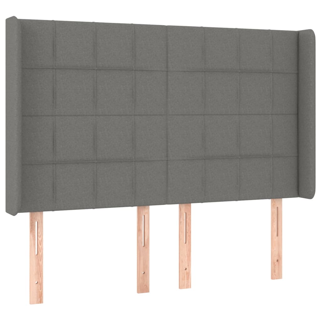 Sommier à lattes de lit matelas LED Gris foncé 140x200 cm Tissu - XIOS
