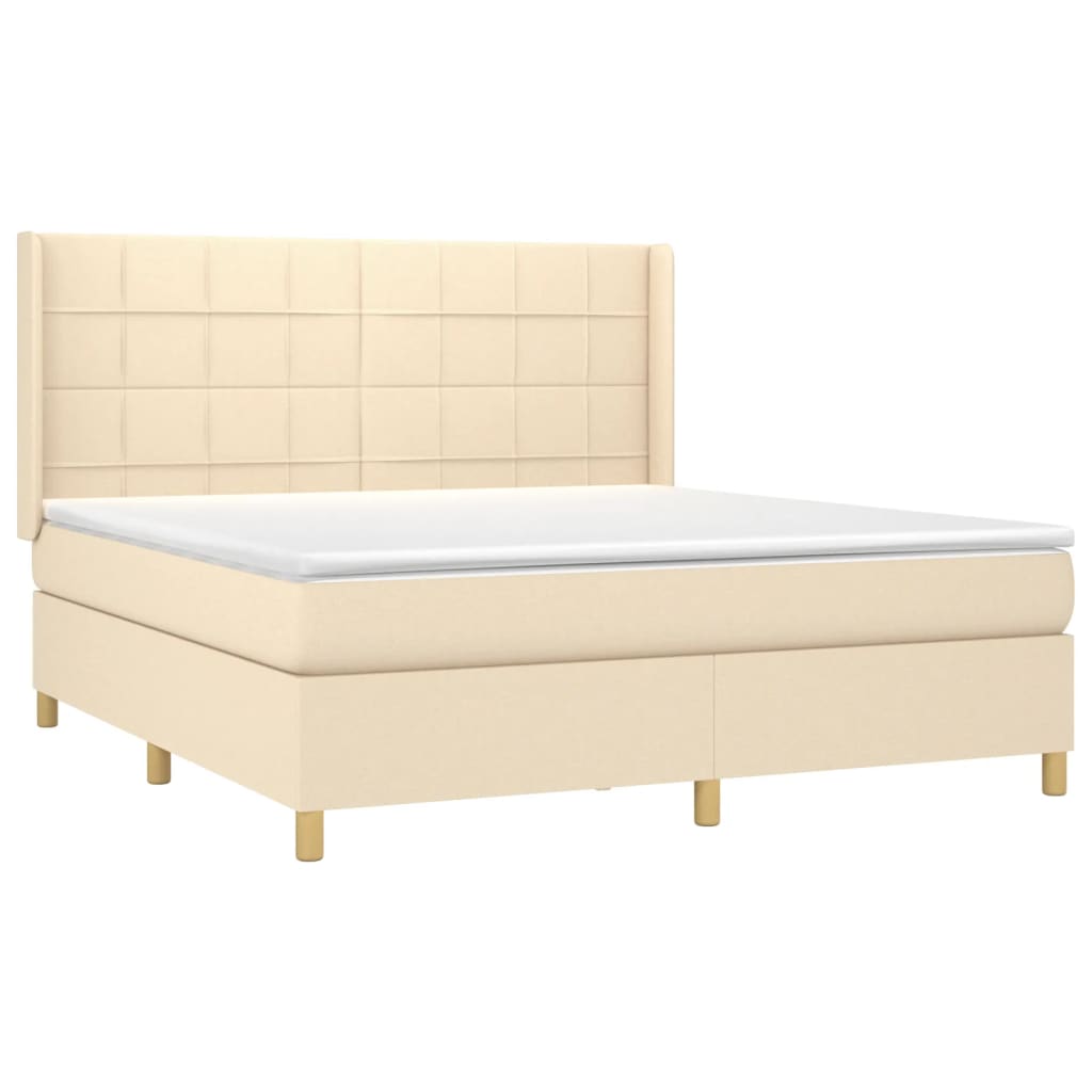 Sommier à lattes de lit matelas et LED Crème 160x200 cm Tissu - XIOS