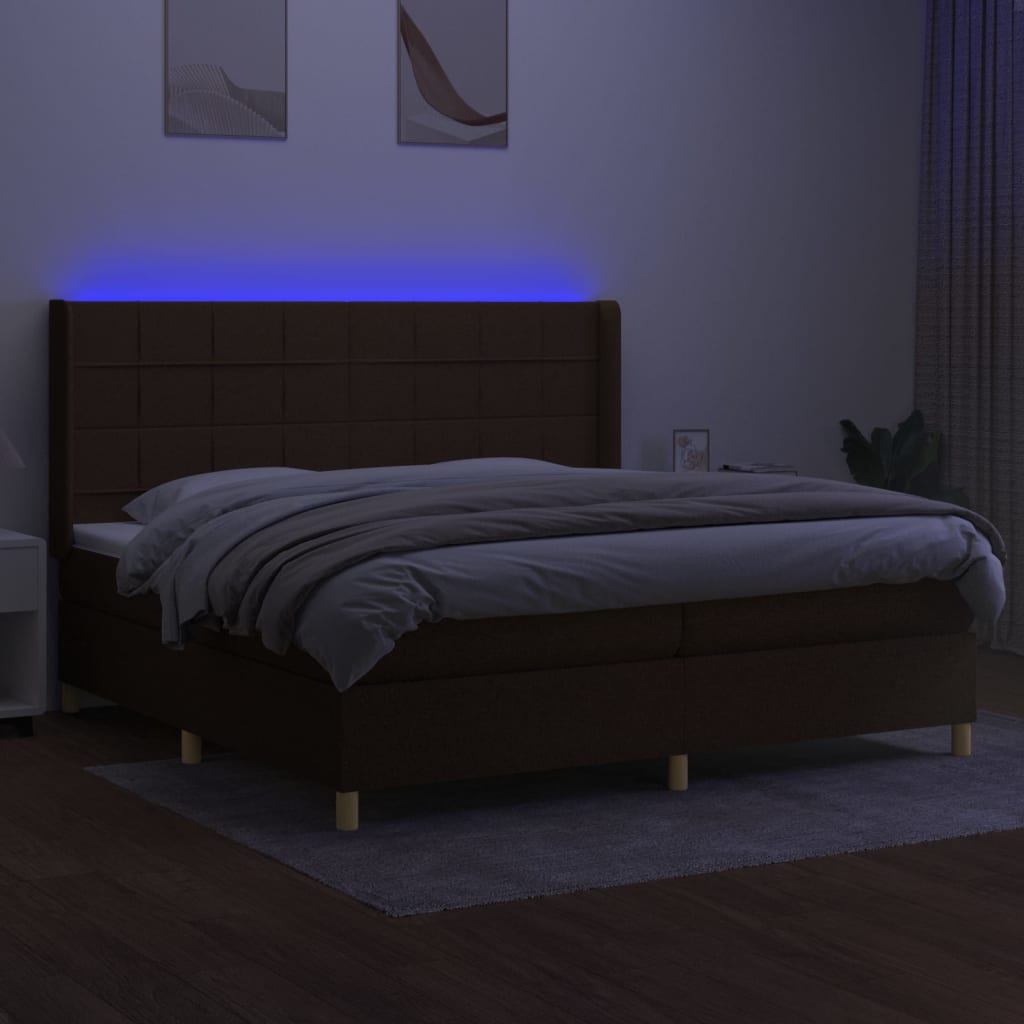 Sommier à lattes de lit matelas et LED Marron foncé 200x200 cm - XIOS
