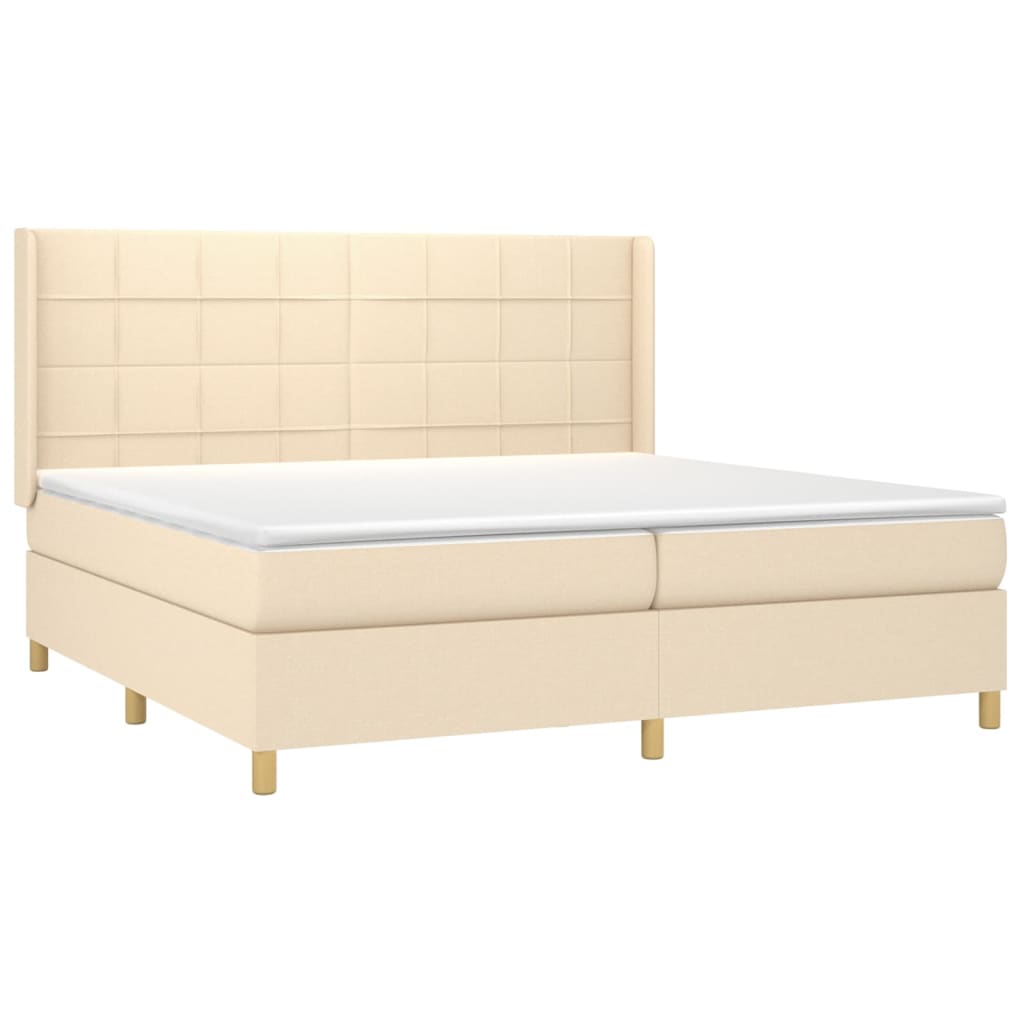 Sommier à lattes de lit matelas et LED Crème 200x200 cm Tissu - XIOS