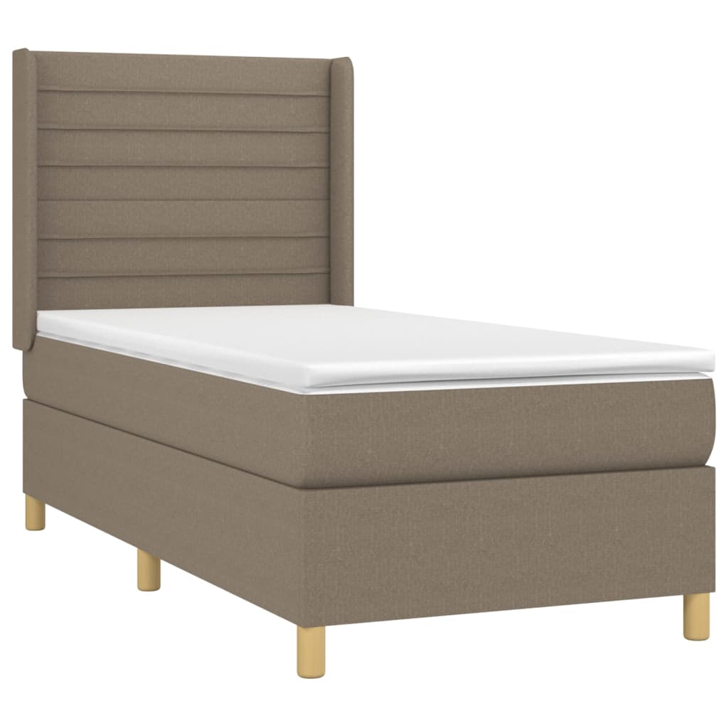 Sommier à lattes de lit matelas et LED Taupe 90x190 cm Tissu - XIOS
