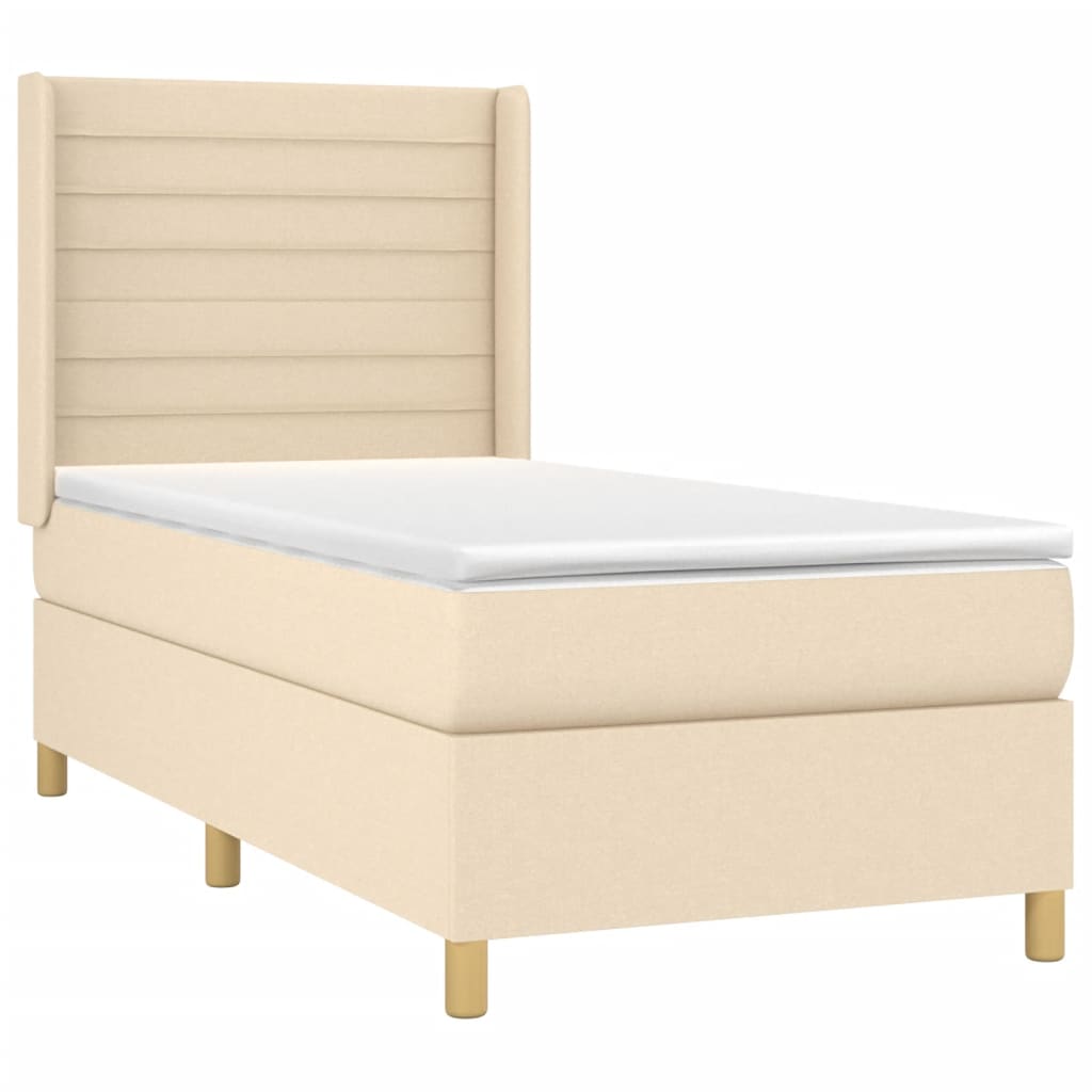 Sommier à lattes de lit matelas et LED Crème 90x190 cm Tissu - XIOS