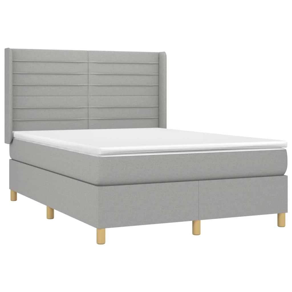Sommier à lattes de lit matelas LED Gris clair 140x190 cm Tissu - XIOS