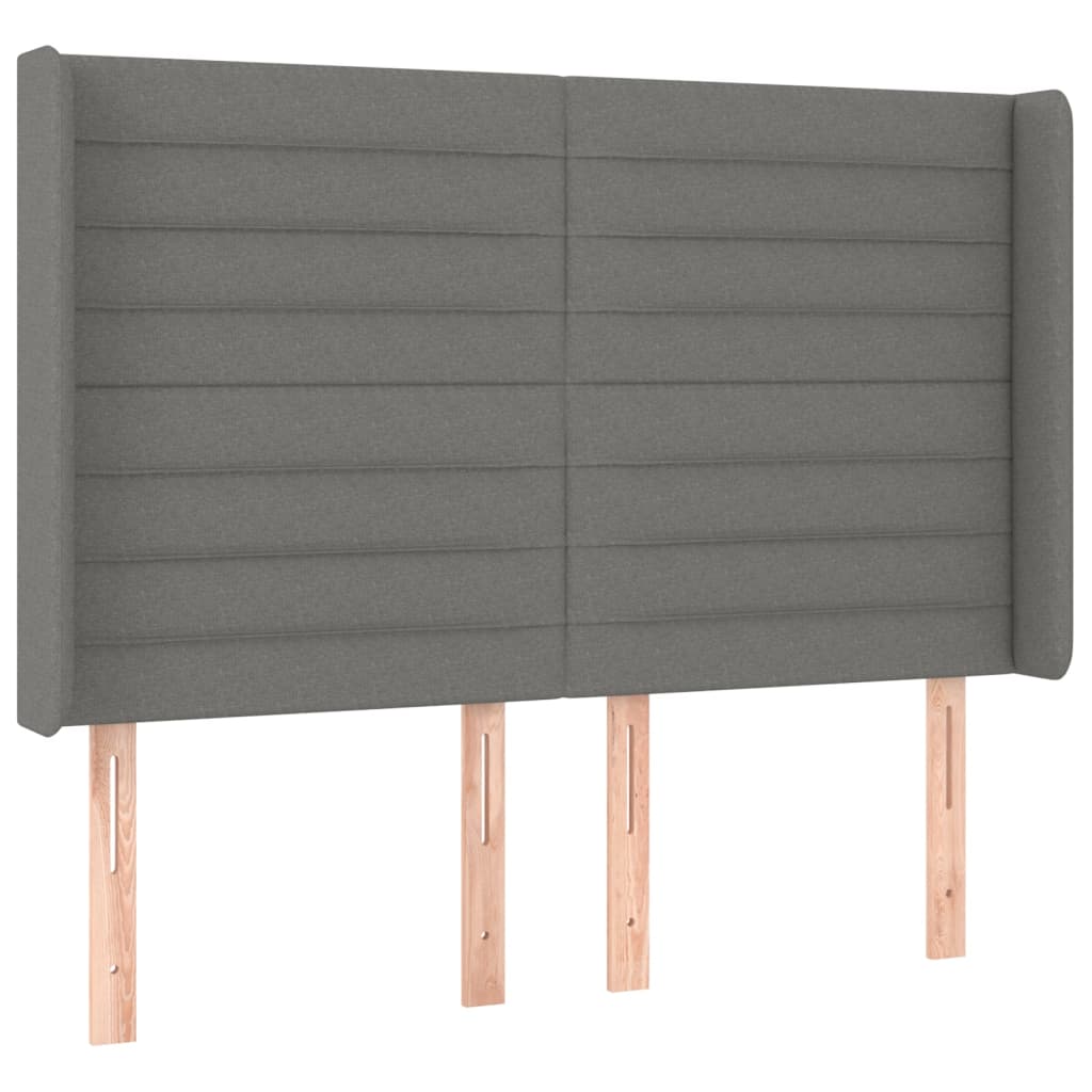Sommier à lattes de lit matelas LED Gris foncé 140x190 cm Tissu - XIOS