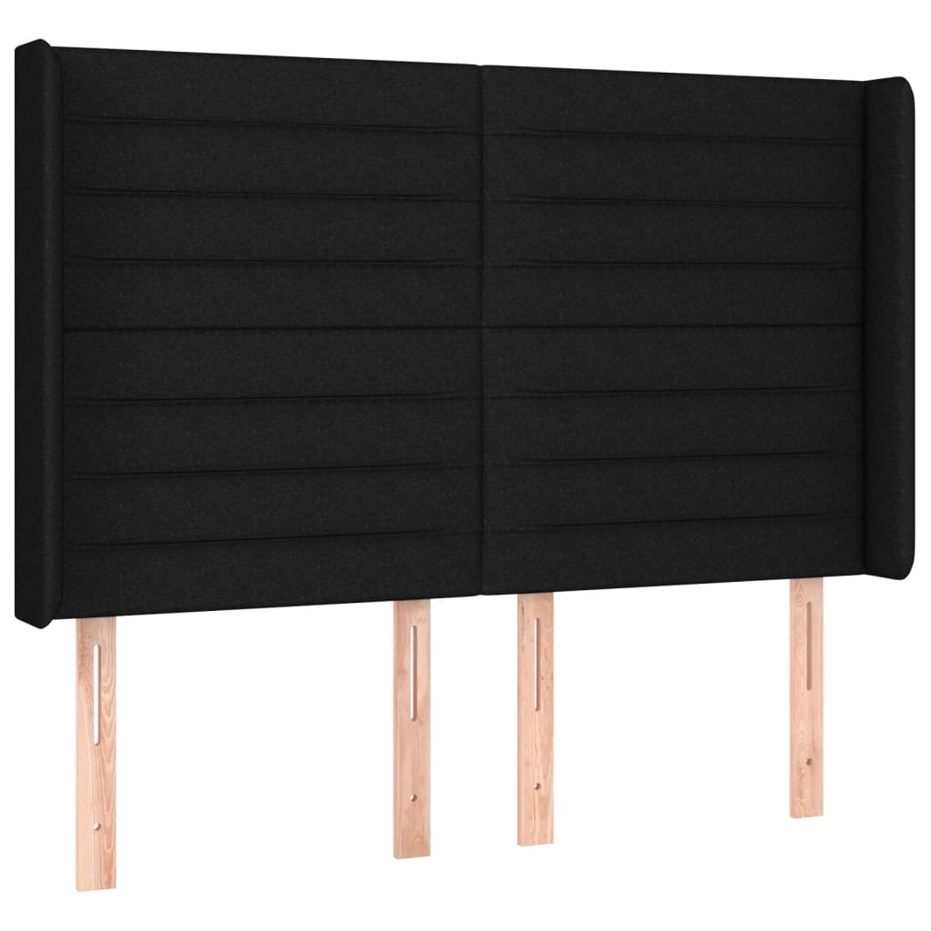 Sommier à lattes de lit matelas et LED Noir 140x200 cm Tissu - XIOS