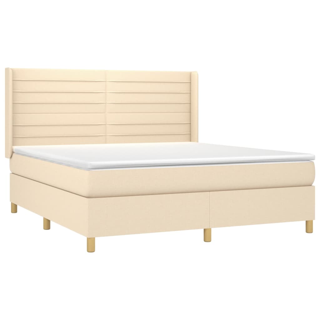 Sommier à lattes de lit matelas et LED Crème 180x200 cm Tissu - XIOS