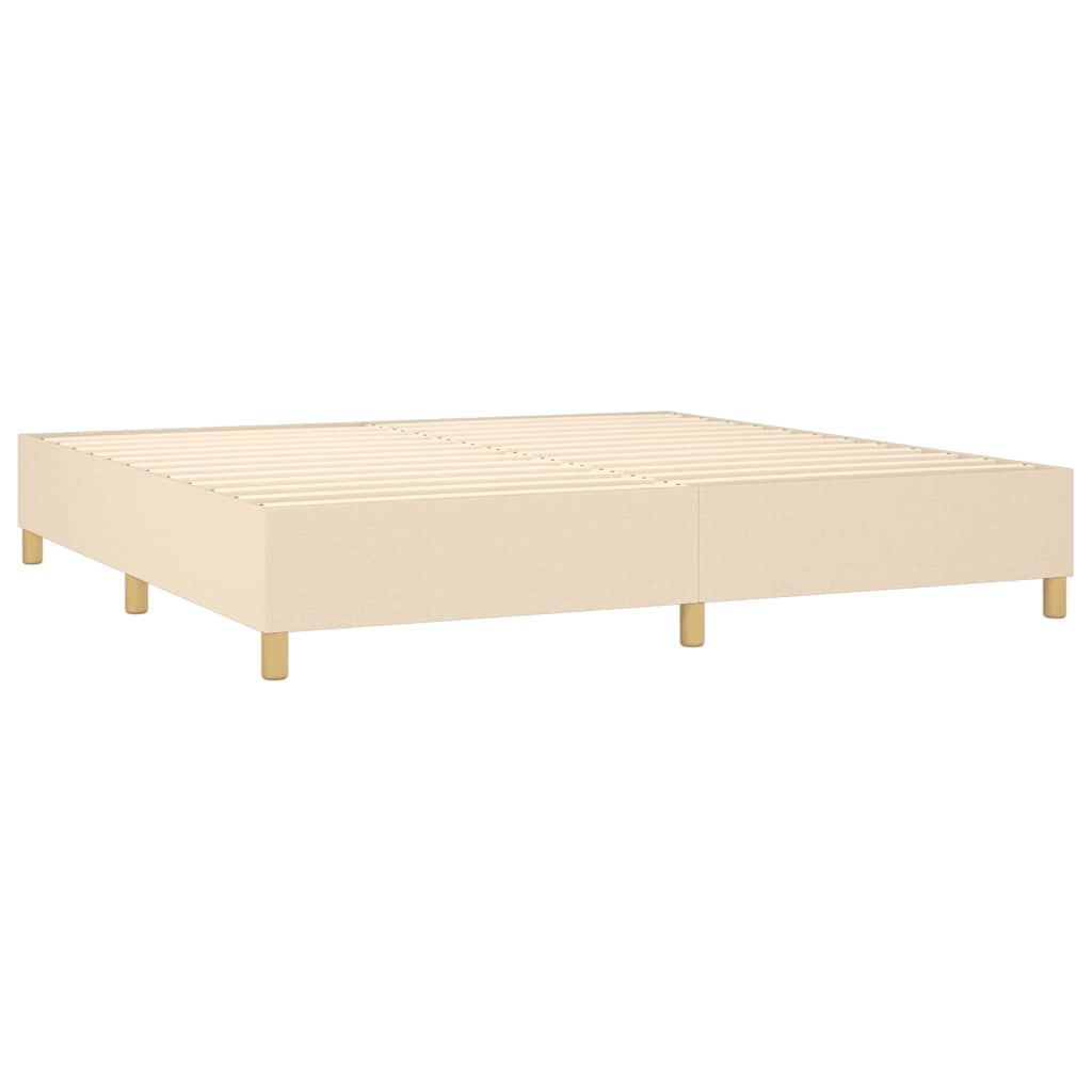Sommier à lattes de lit matelas et LED Crème 200x200 cm Tissu - XIOS