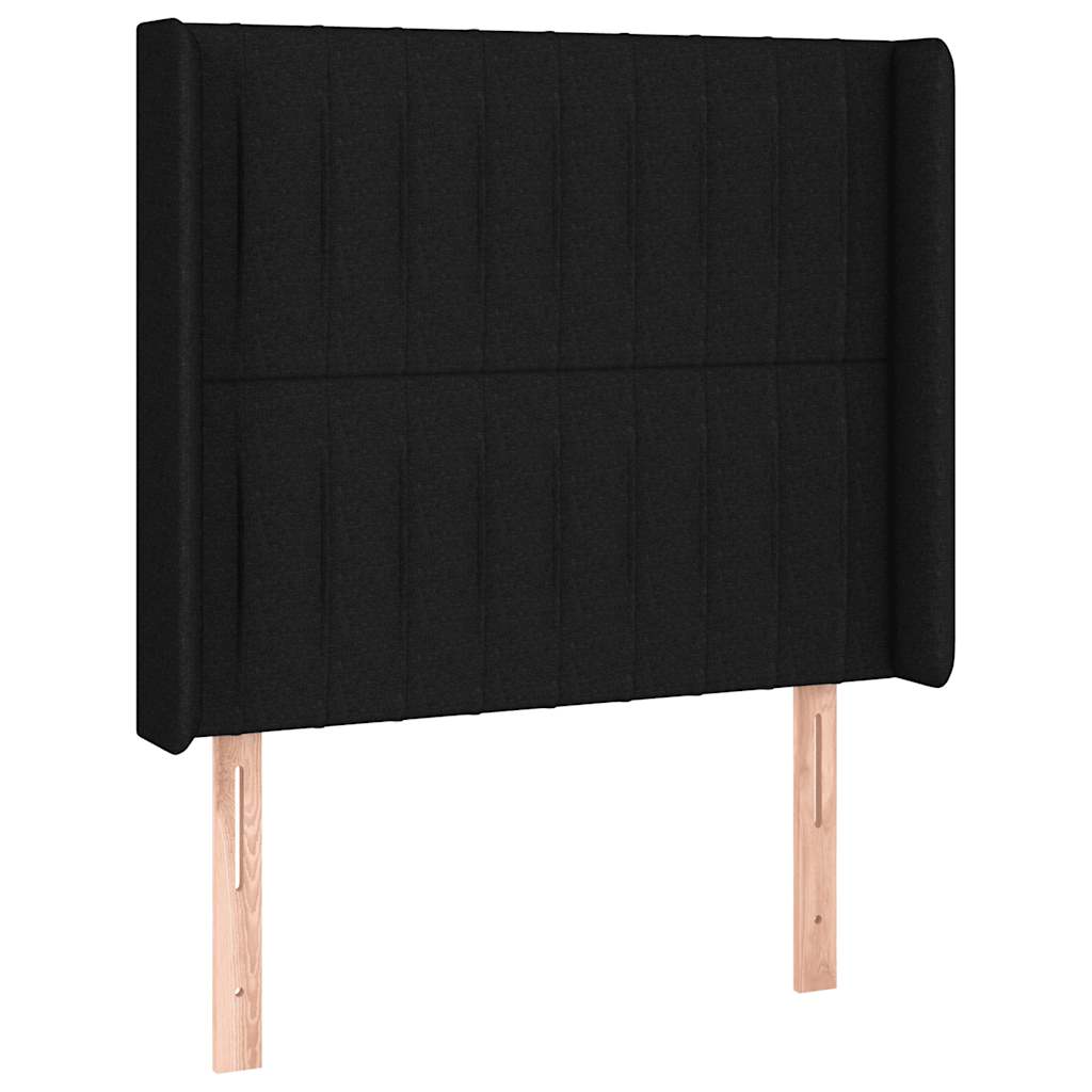 Sommier à lattes de lit matelas et LED Noir 90x200 cm Tissu - XIOS