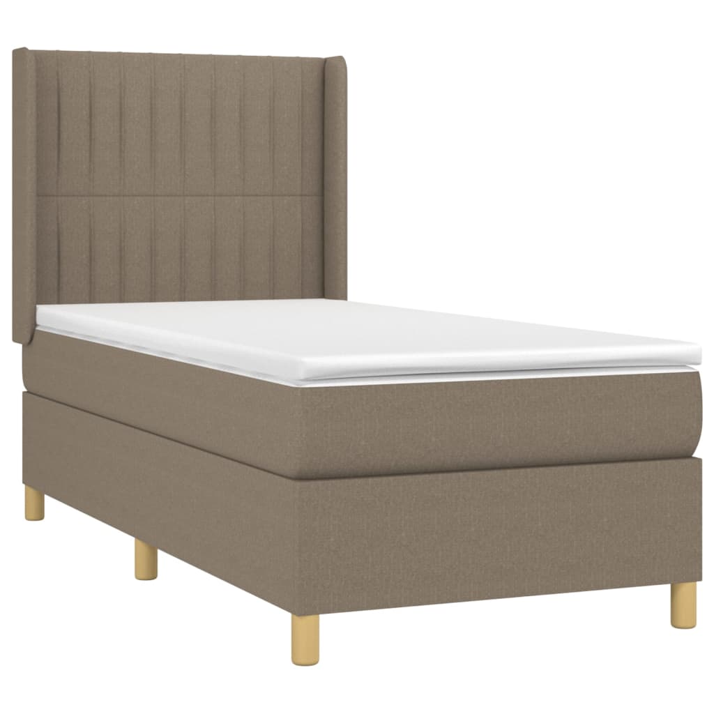 Sommier à lattes de lit matelas et LED Taupe 100x200 cm Tissu - XIOS
