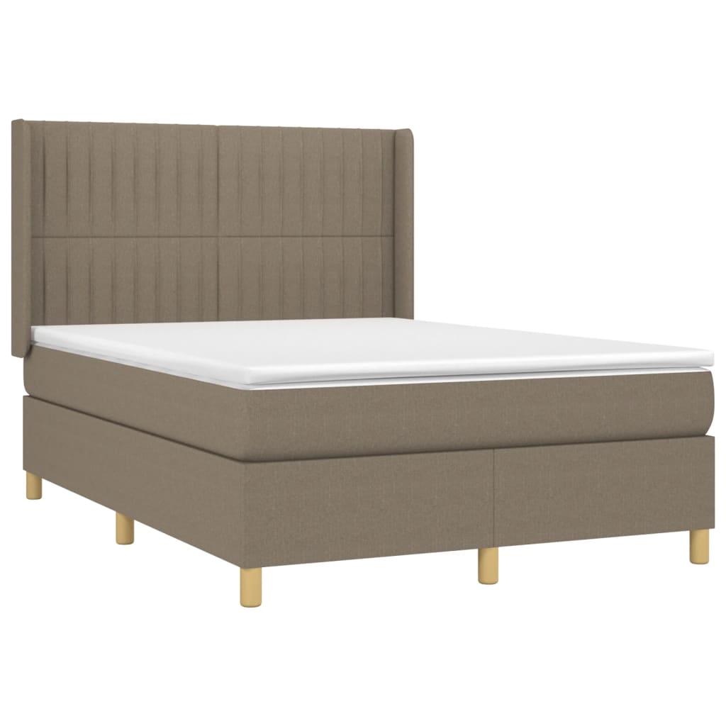 Sommier à lattes de lit matelas et LED Taupe 140x200 cm Tissu - XIOS