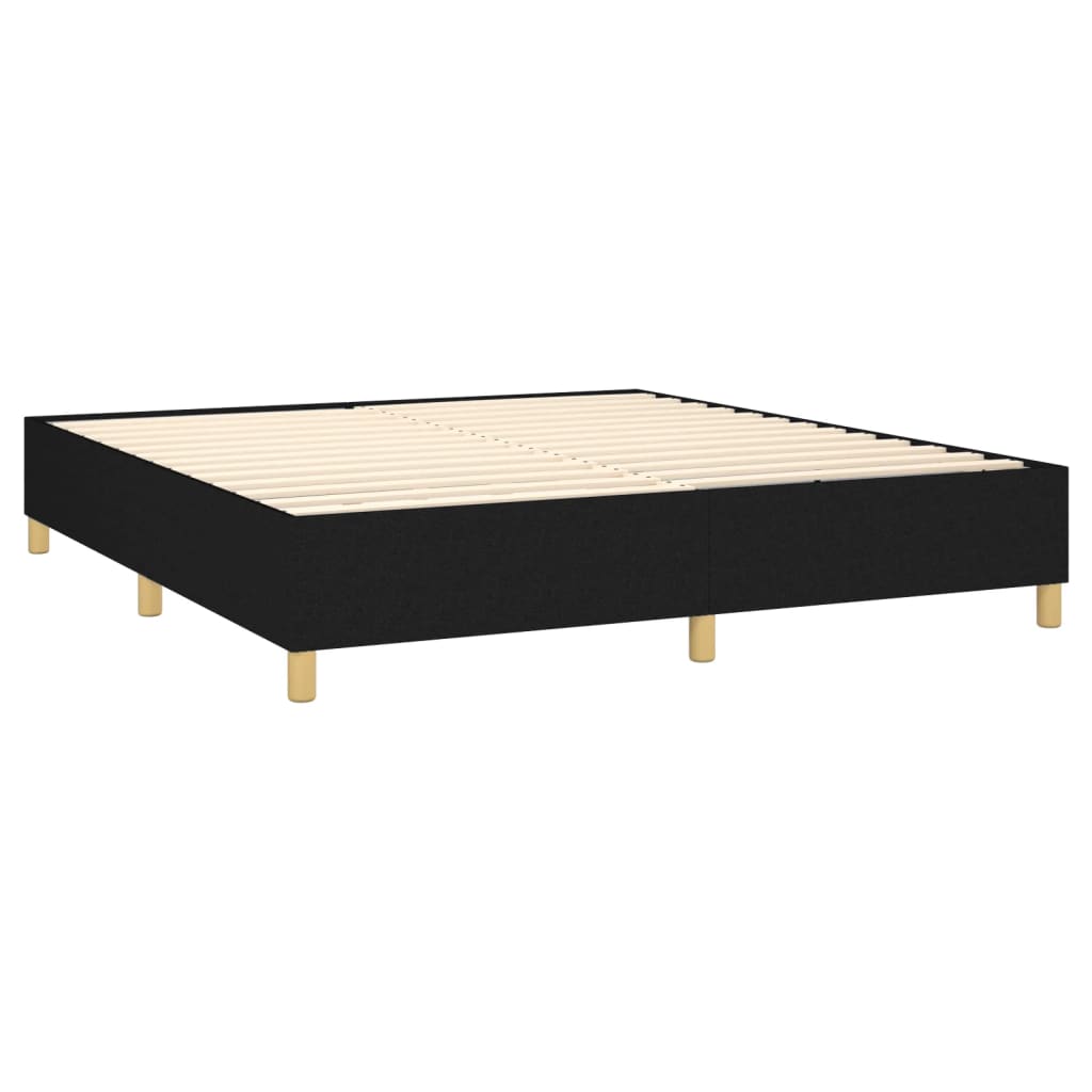 Sommier à lattes de lit matelas et LED Noir 160x200 cm Tissu - XIOS
