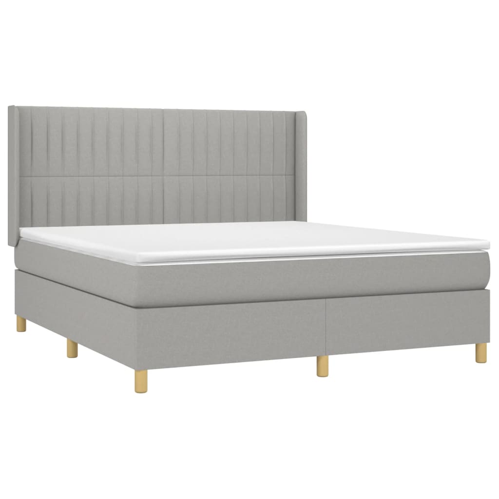 Sommier à lattes de lit matelas LED Gris clair 180x200 cm Tissu - XIOS