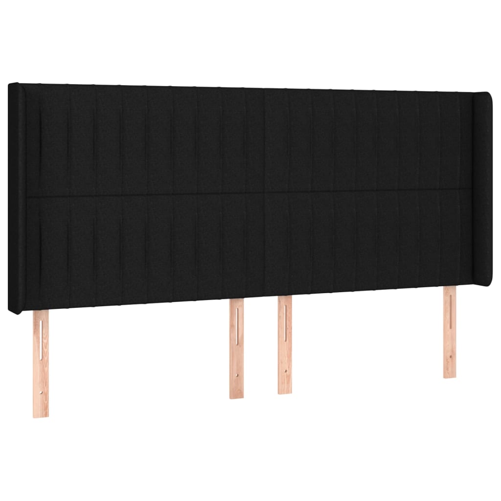Sommier à lattes de lit matelas et LED Noir 180x200 cm Tissu - XIOS