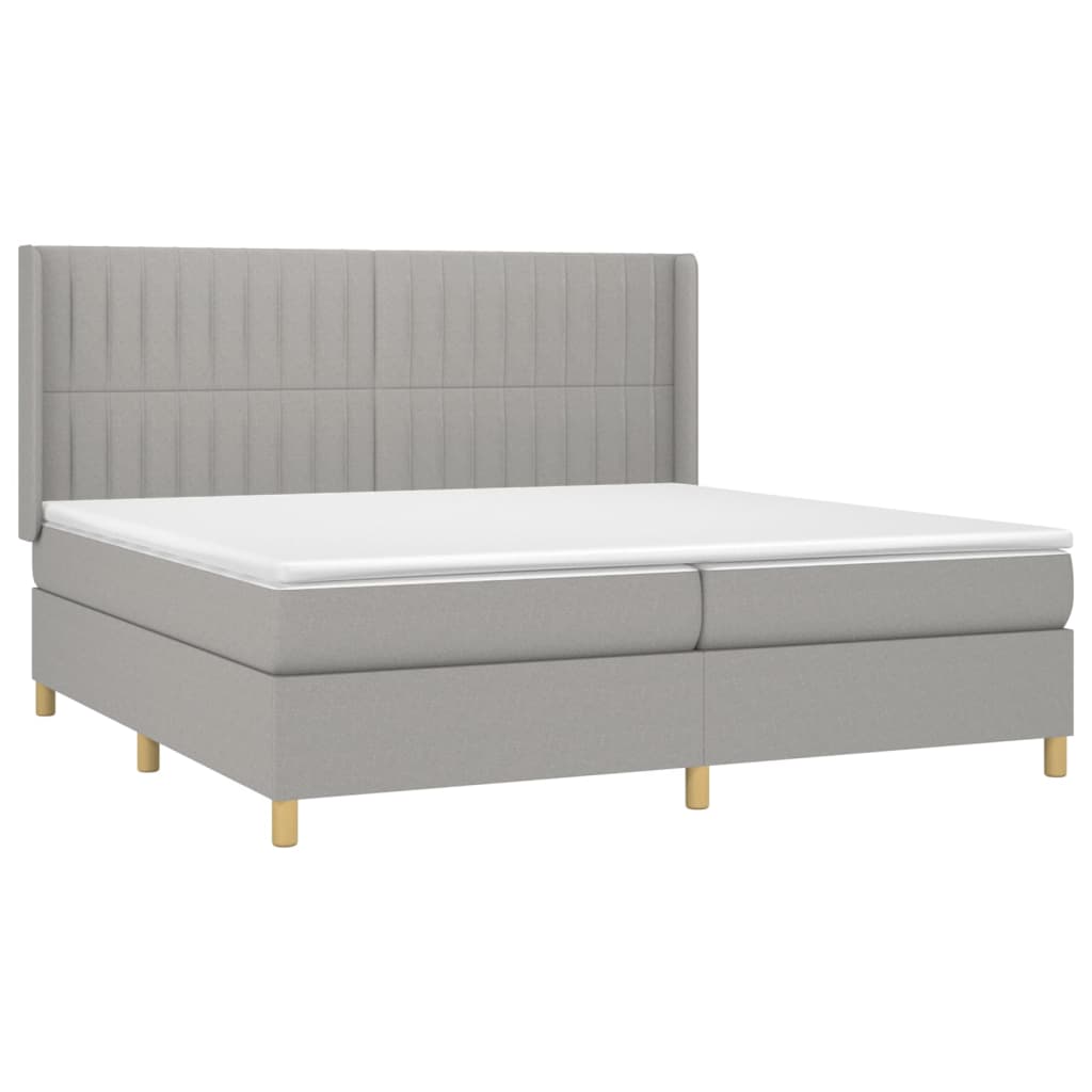 Sommier à lattes de lit matelas LED Gris clair 200x200 cm Tissu - XIOS