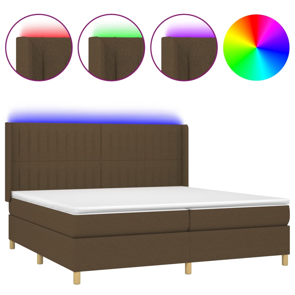 Sommier à lattes de lit matelas et LED Marron foncé 200x200 cm - XIOS